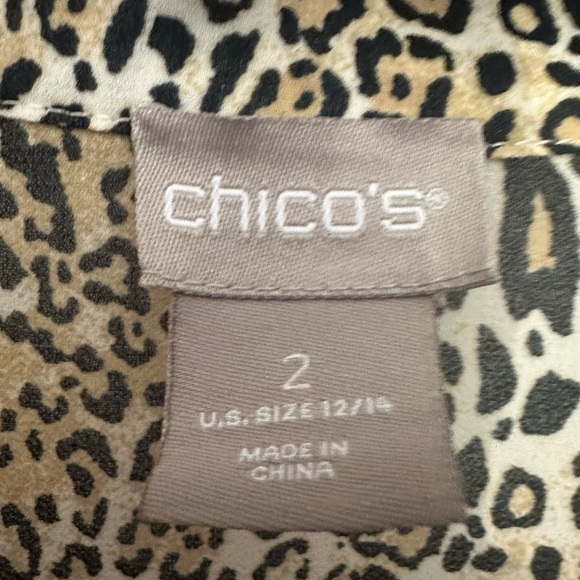 Chicos Convertible Cheetah Print Shirt Size Large Relaxed Lightweight Button Up - Picture 5 of 6